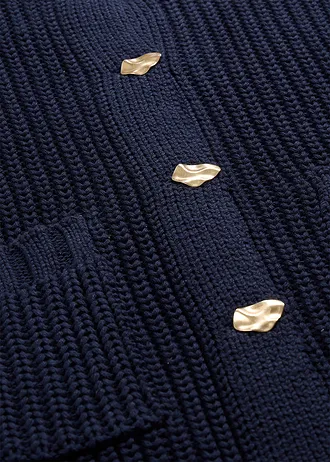 Grof gebreid vest met gehamerde knopen • donkerblauw • bonprix online shop