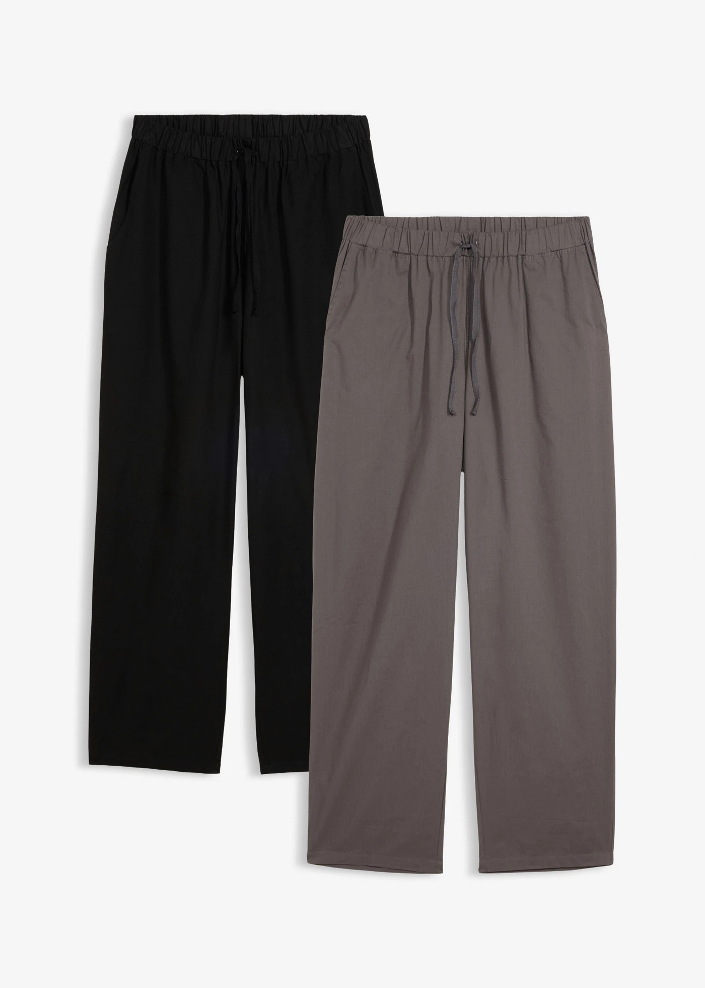 Lot de 2 pantalons de pyjama doux en coton • gris granit+noir • Boutique bonprix