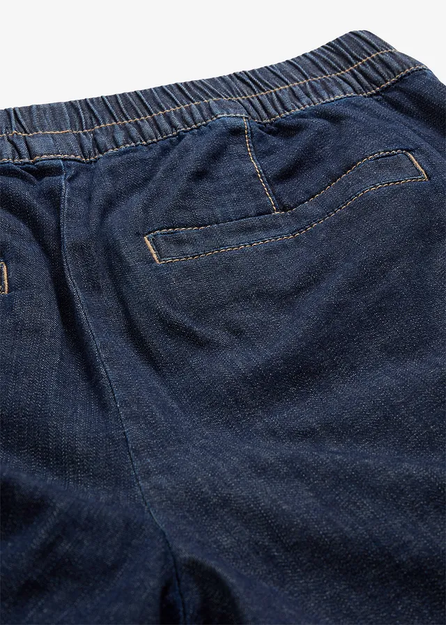 Barrel jeans mid waist met comfortband • donkerblauw denim • product-page.page-title-suffix