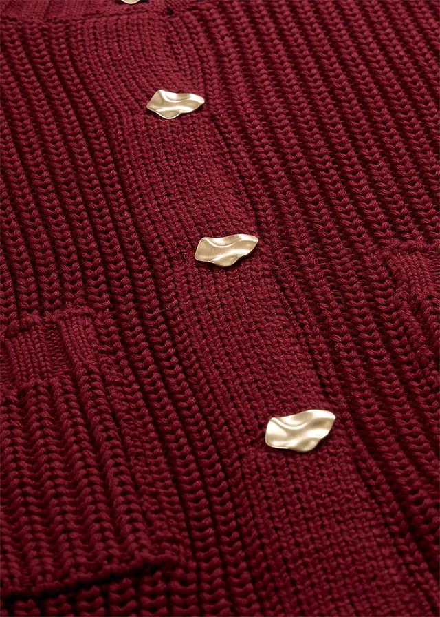 Gilet en grosse maille avec boutons martelés • rouge rubis • product-page.page-title-suffix