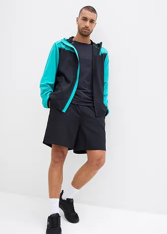 Lichte heren outdoor jas, sneldrogend, Kleur: zwart-smaragd