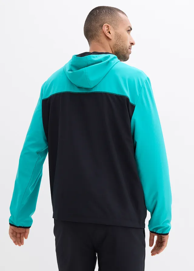 Veste de sport légère pour homme, séchage rapide, Couleur: noir/émeraude