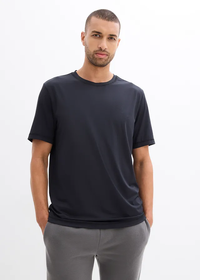 Sportshirt met structuur look • zwart • product-page.page-title-suffix