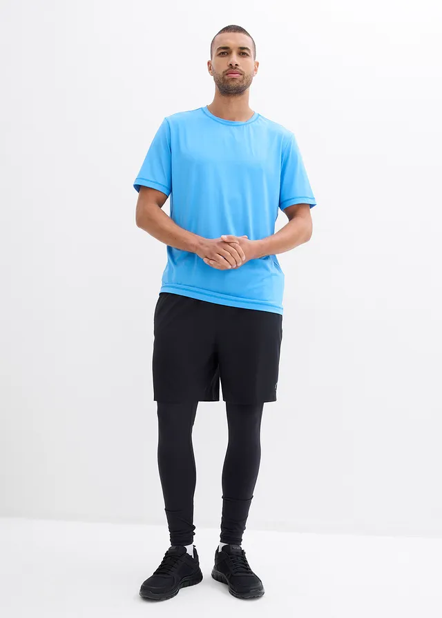 Sportshirt met structuur look briljantblauw