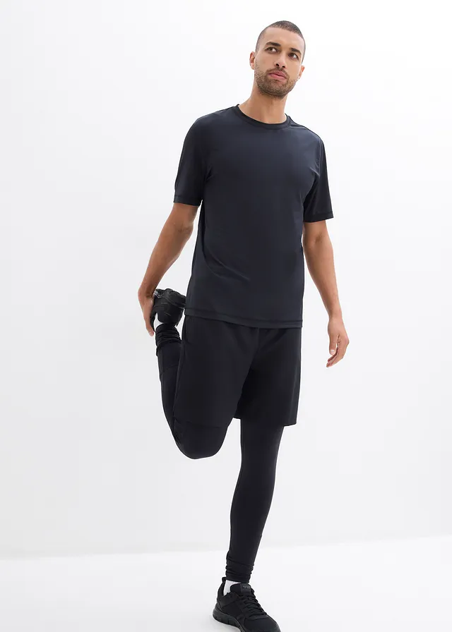 Legging de sport confortable pour homme avec poche pour portable, Couleur: noir