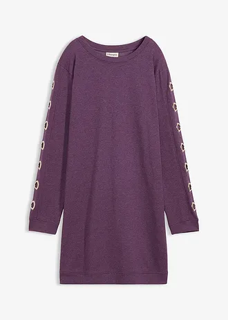 Sweatjurk met eyelets, Kleur: prune