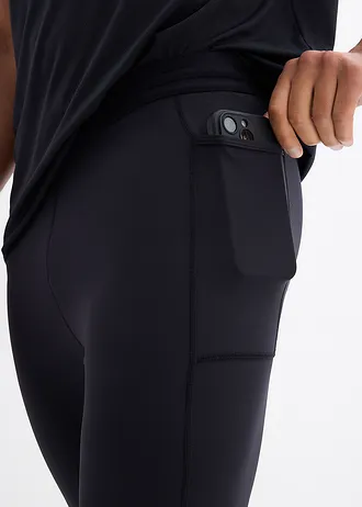 Komfort sport legging férfiaknak, mobiltelefonos zsebbel • fekete • bonprix áruház