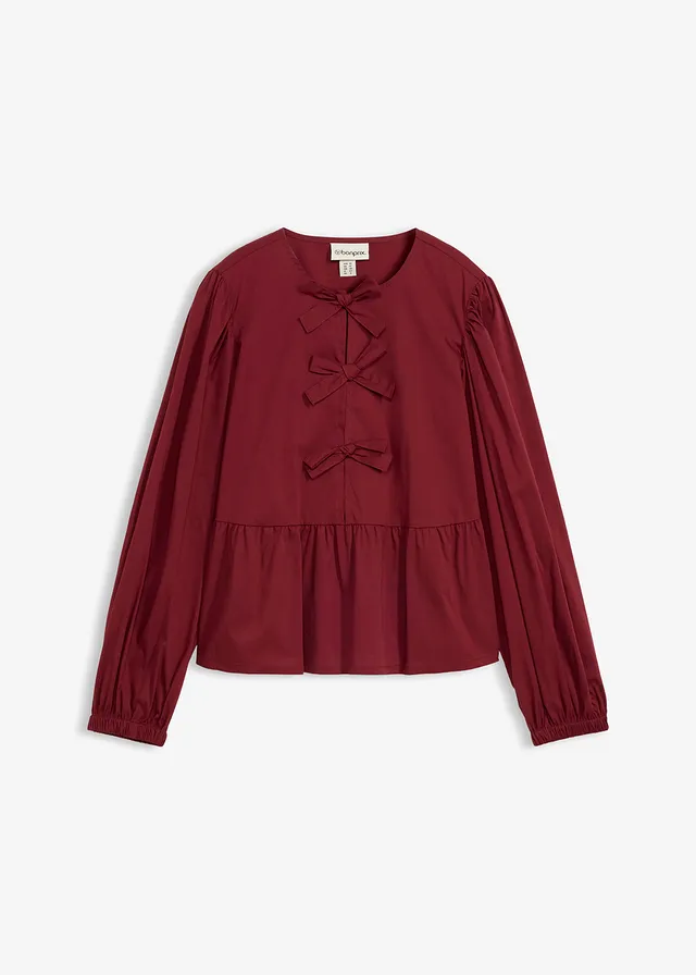 Blouse ornée de nœuds • rouge rubis • Boutique bonprix