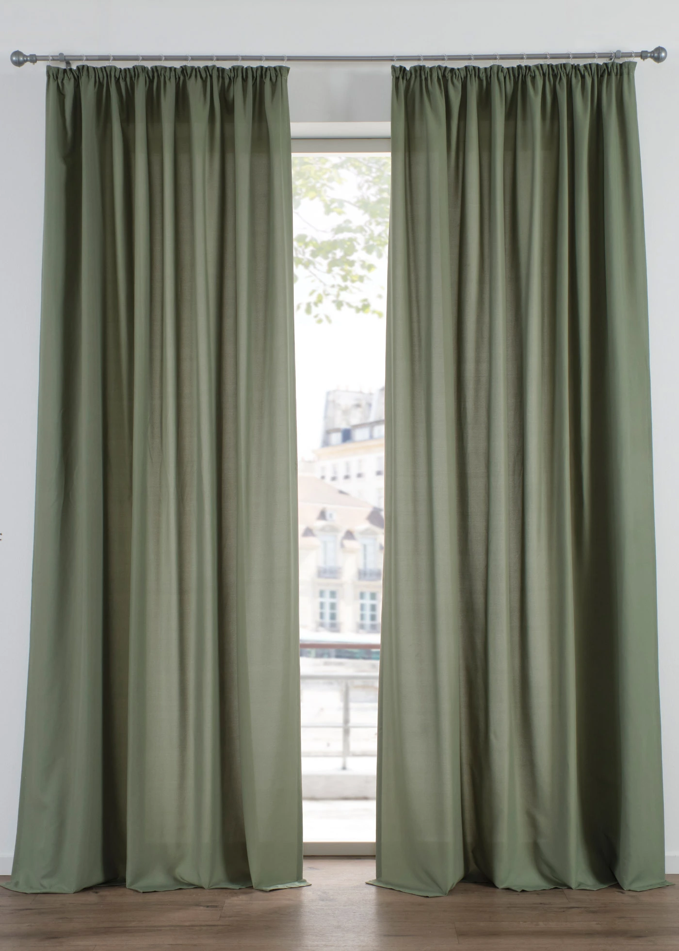 Gordijnen van microvezel (2 stuks) • olijfgroen • bonprix online shop