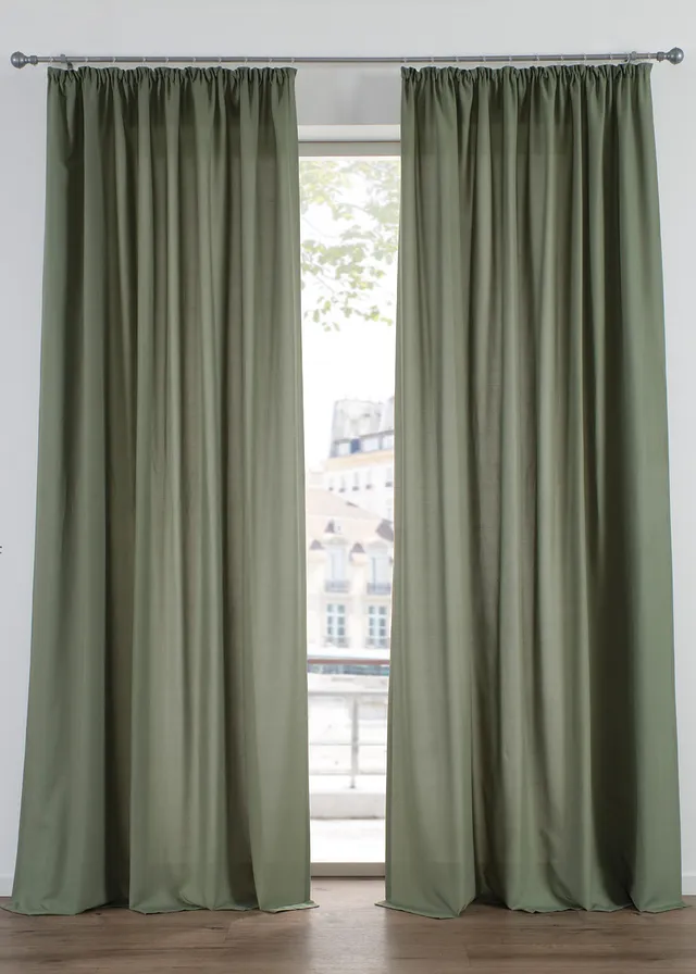 Gordijnen van microvezel (2 stuks) • olijfgroen • bonprix online shop