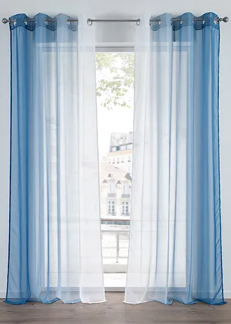 Gordijn van lichte voile, ook verkrijgbaar in extra lang (2 stuks) • lichtblauw • bonprix online shop