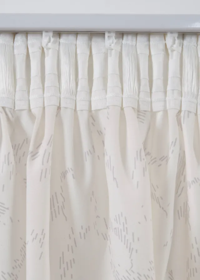 Lot de 2 voilages semi-transparents, aussi en extra long, Couleur: crème/gris