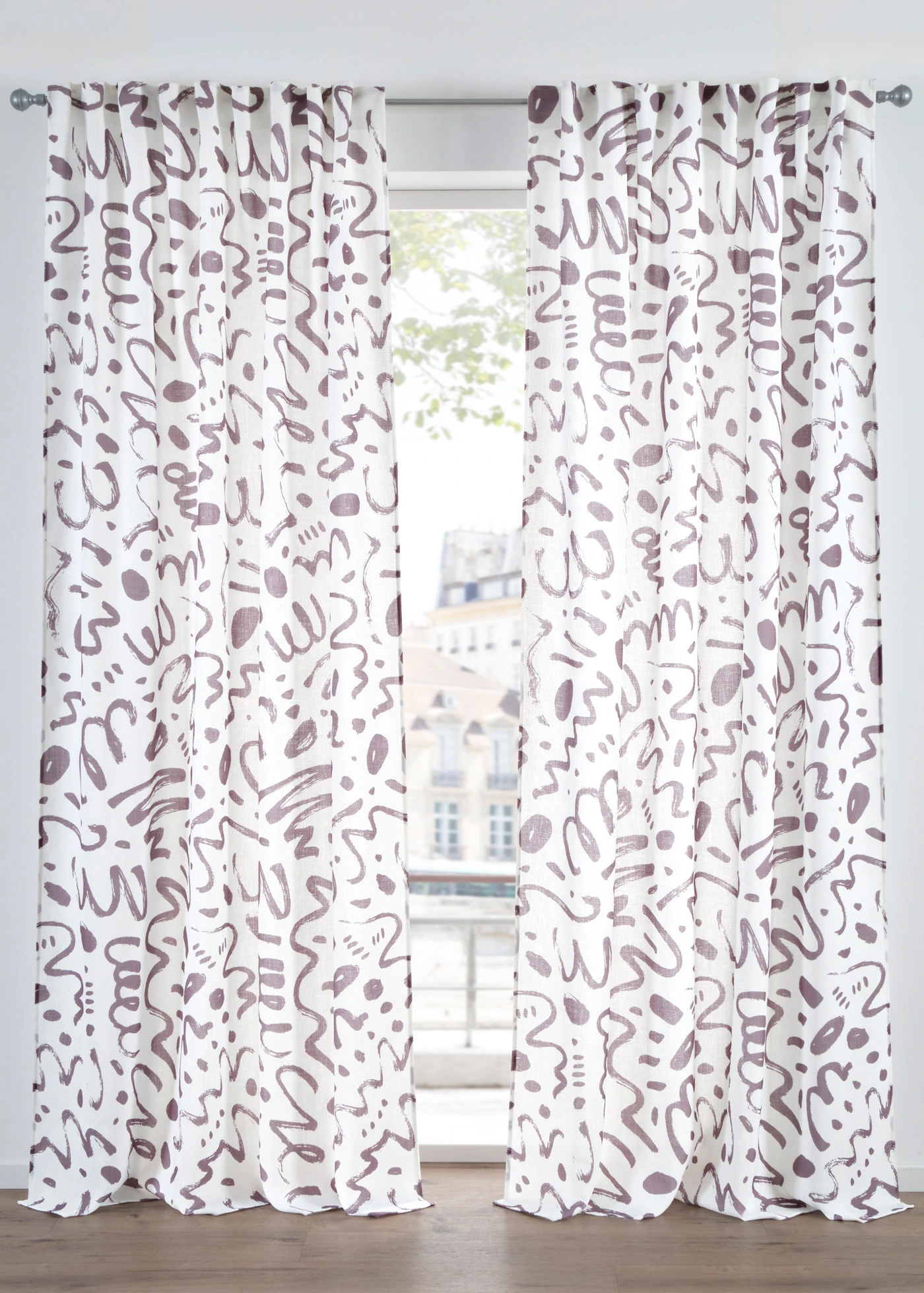 Firana ze strukturą, także bardzo długa (1 szt.) • szaro-biały • sklep bonprix