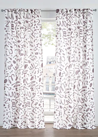 Gordijn met structuur, ook verkrijgbaar in extra lang (1 stuk), Kleur: grijs/wit