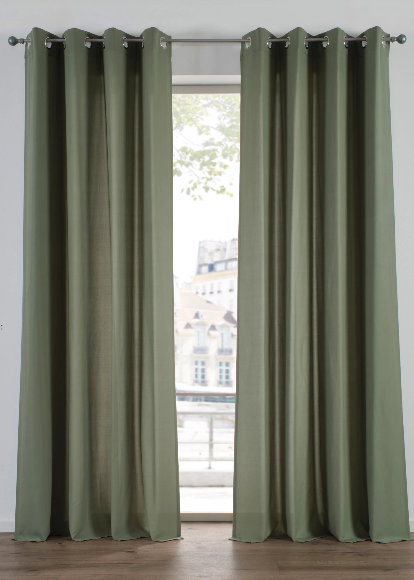 Gordijnen van microvezel (2 stuks) • olijfgroen • bonprix online shop