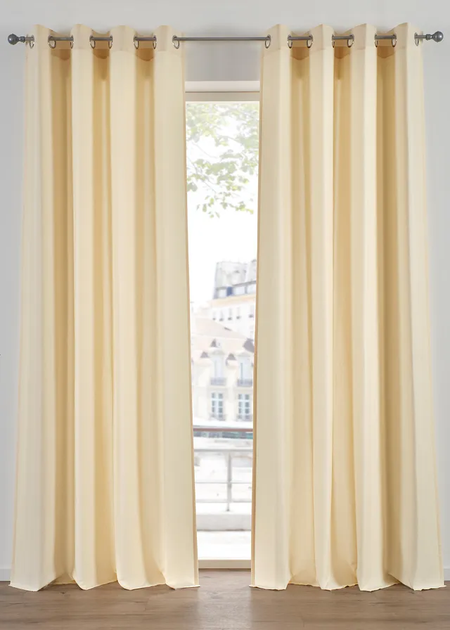 Onderhoudsvriendelijke gordijnen van microvezel (2 stuks) • champagnekleur • bonprix online shop