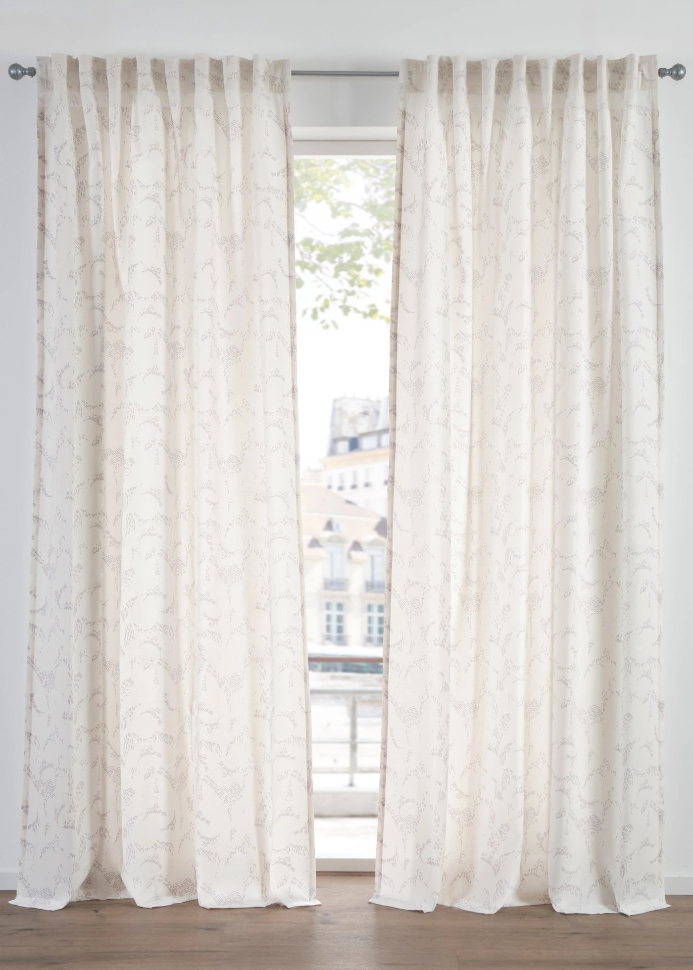 Lot de 2 voilages semi-transparents, aussi en extra long • crème/gris • Boutique bonprix