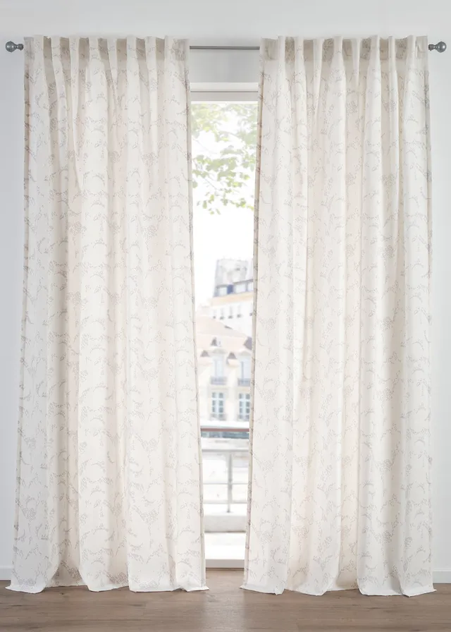 Lot de 2 voilages semi-transparents, aussi en extra long • crème/gris • Boutique bonprix