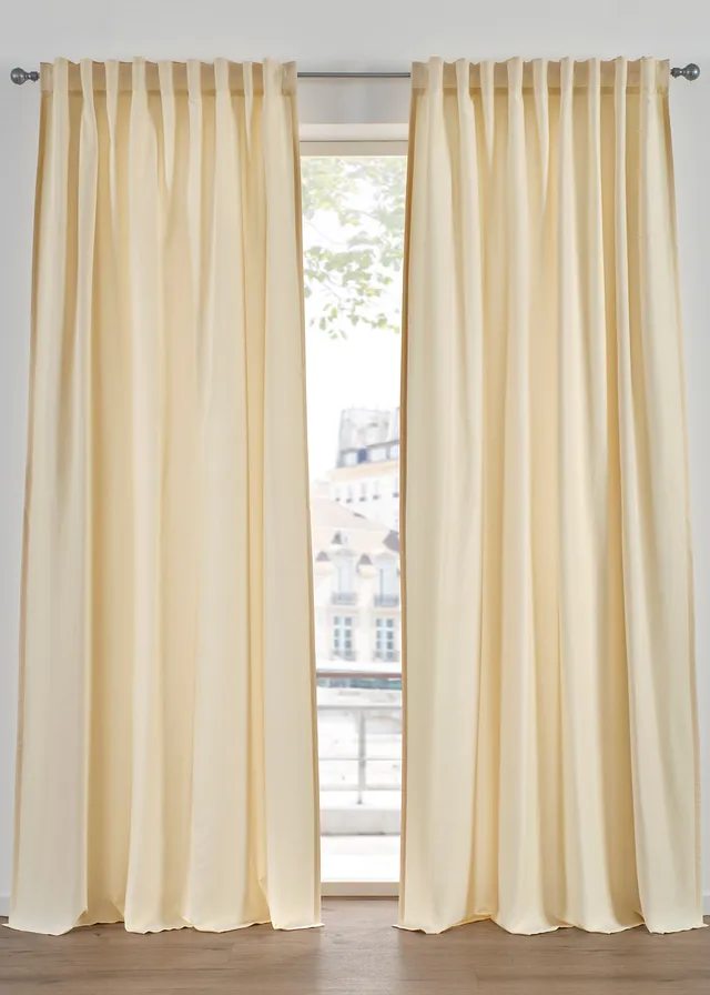 Onderhoudsvriendelijke gordijnen van microvezel (2 stuks) • champagnekleur • bonprix online shop