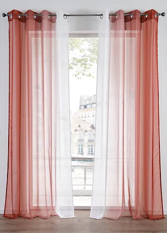 Lot de 2 voilages en tissu léger, aussi en XXL • caramel • Boutique bonprix