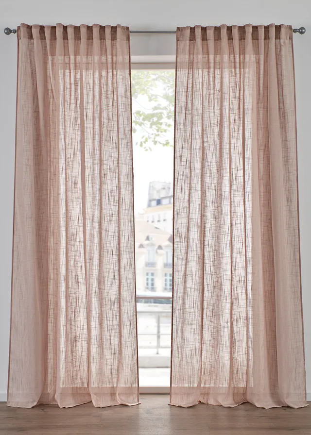 Gordijn met structuur (2 stuks) • taupe • bonprix online shop