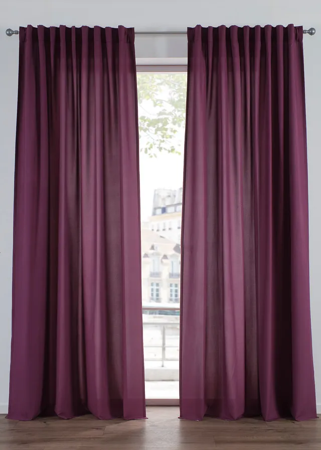 Onderhoudsvriendelijke gordijnen van microvezel (2 stuks) • aubergine • bonprix online shop
