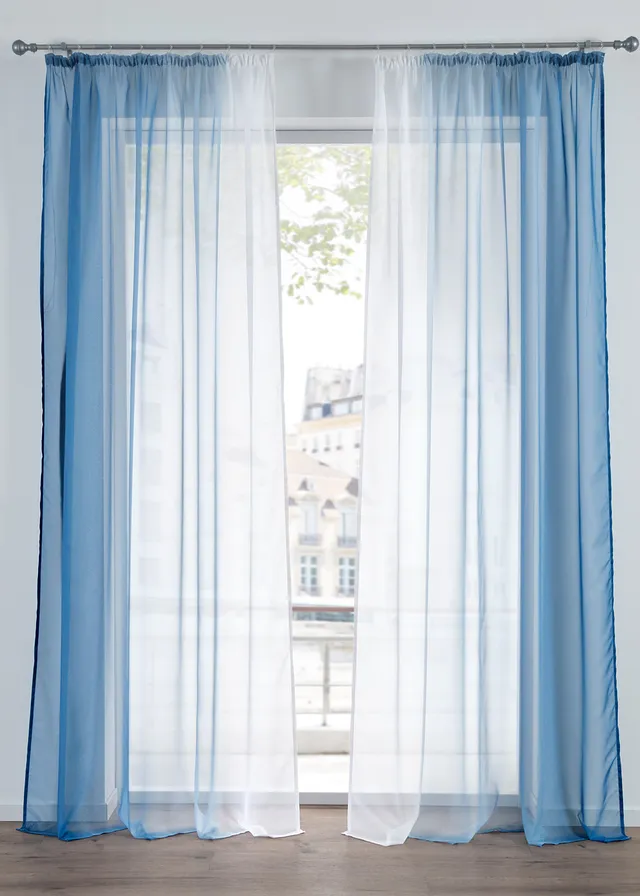 Lot de 2 voilages en tissu léger, aussi en XXL • bleu clair • Boutique bonprix