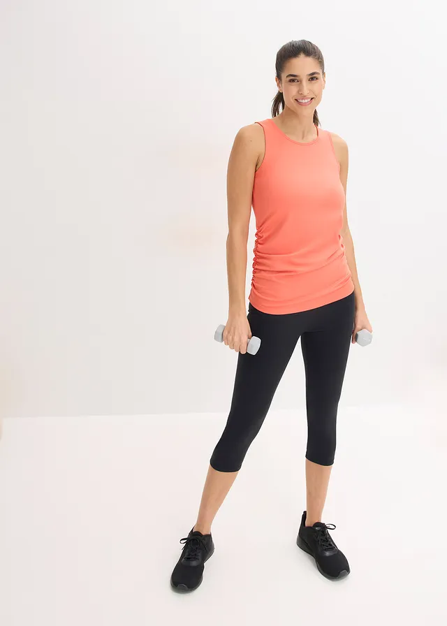 Top de sport à fronces, séchage rapide, Couleur: rouge clair