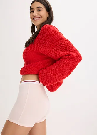 Dámské boxerky, středně dlouhé, s pohodlnou bavlnou (4 ks v balení) • černá + světle růžová + bezinková + kamenná šedá • bonprix obchod