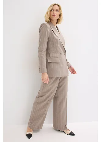 Blazer met krijtstrepen, Kleur: taupe-parelwit gestreept