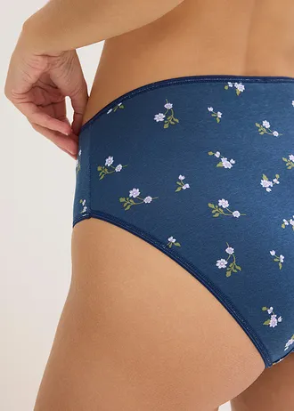 Chilot maxi din material cu bumbac pentru un plus de confort (5 perechi/pachet) • albastru floral + lavandă deschis + albastru • magazin bonprix