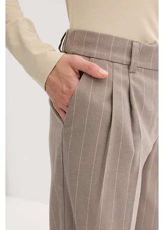 Kalhoty Marlene s vlasovým proužkem • hnědošedo-perlově bílá s proužky • bonprix obchod