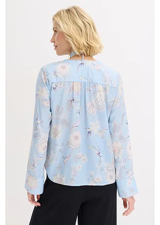 Tuniek van elegant satijn, Kleur: poederblauw-lichtsand