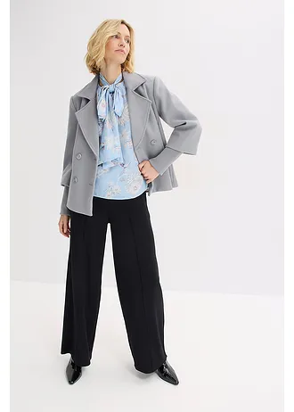 Tunika z jemného saténu • pudrově modro-světle písková s květy • bonprix obchod