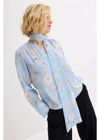 Tunică din satin fin • albastru pudrat-bej nisipiu mat • magazin bonprix