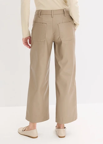 Jupe-culotte en tissu enduit, Couleur: taupe