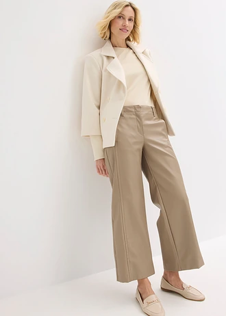 Jupe-culotte en tissu enduit, Couleur: taupe