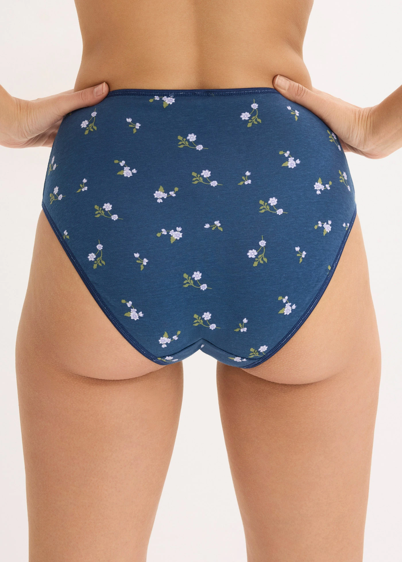 Maxislip met comfortabel katoen (5 stuks) • blauw gebloemd + licht lavendel + blauw • bonprix online shop