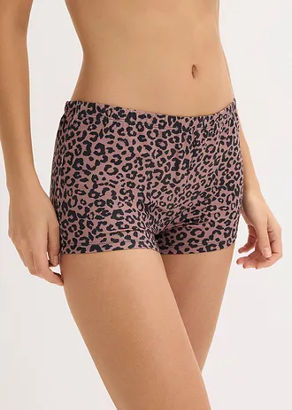 Lot de 4 boxers femme en microfibre lisse • noir- imprimé léopard • Boutique bonprix