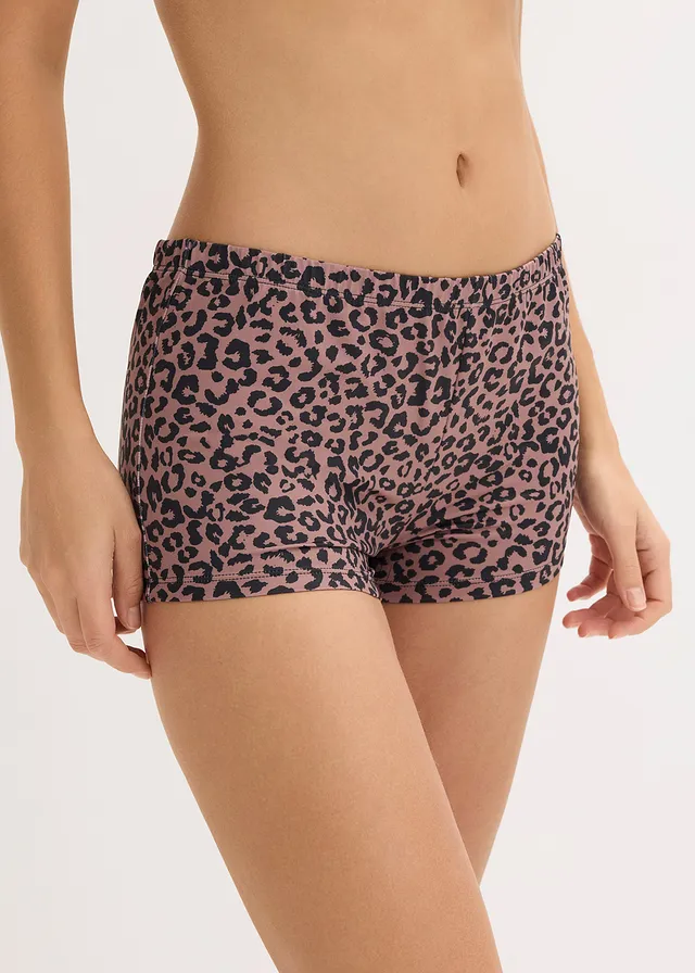 Damesboxershorts van glad microvezel (set van 4) • zwart luipaardprint • product-page.page-title-suffix