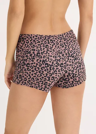 Lot de 4 boxers femme en microfibre lisse • noir- imprimé léopard • Boutique bonprix