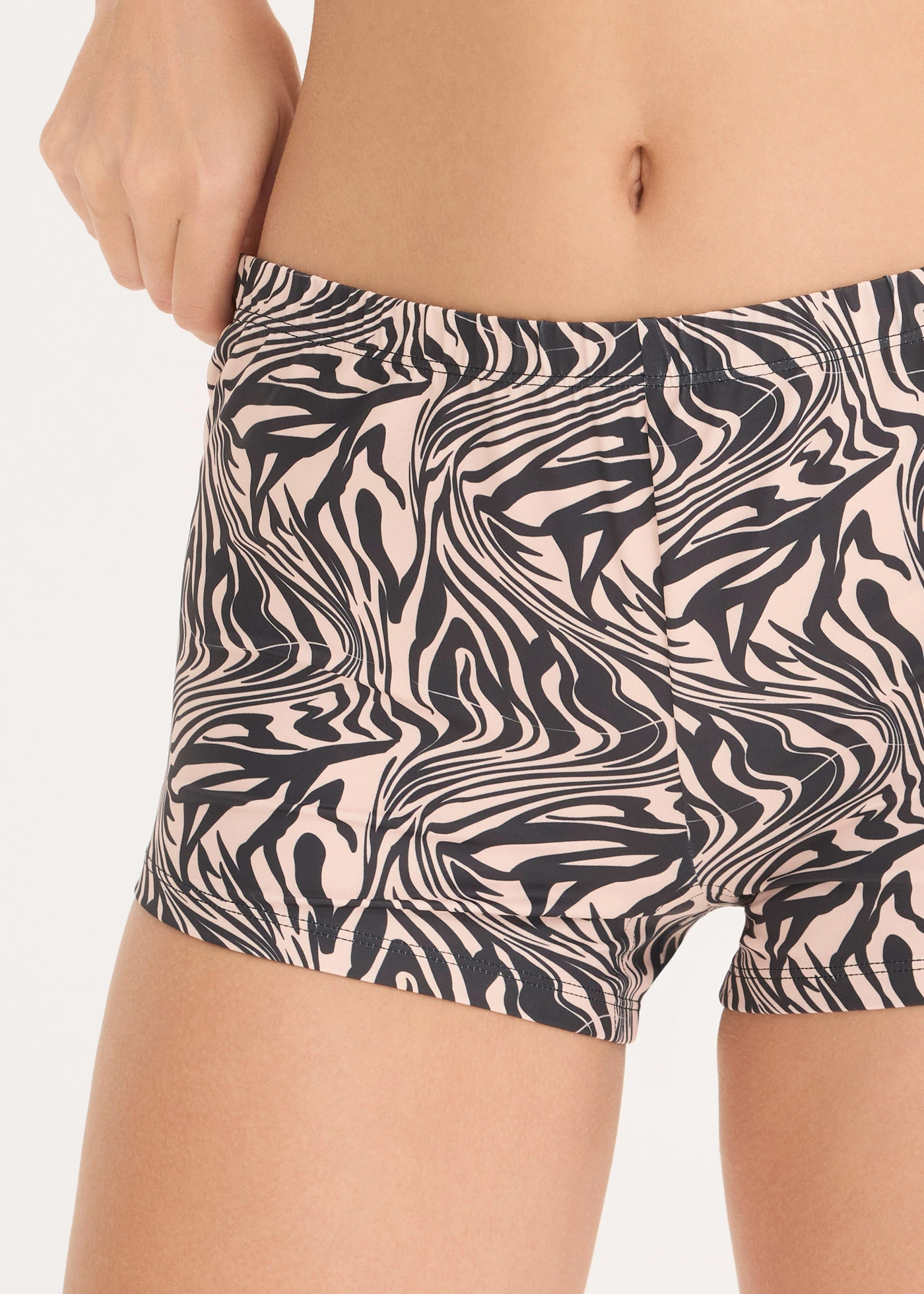 Chilot damă tip boxer din material lucios cu microfibră (set/4 buc.) • negru+cu imprimeu zebră • magazin bonprix