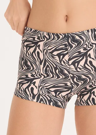 Lot de 4 boxers femme en microfibre lisse • noir imprimé zèbre • Boutique bonprix