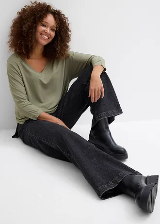 Shirt in een mix van viscose en elastan • olijfgroen • bonprix online shop