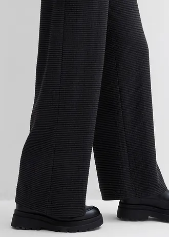 Pantalon en jersey rayé avec cordon de serrage, coton majoritaire • anthracite chiné/noir rayé • Boutique bonprix