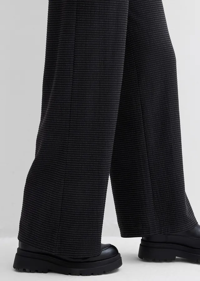 Pantalon en jersey rayé avec cordon de serrage, coton majoritaire • anthracite chiné-noir rayé • product-page.page-title-suffix