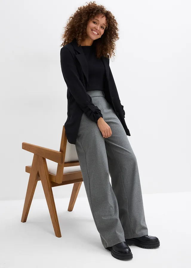 Pantaloni din amestec cu viscoză • gri închis melanj • magazin bonprix
