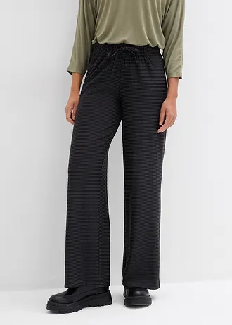Gestreepte jersey broek in een katoenmix • antraciet gemêleerd/zwart gestreept • bonprix online shop