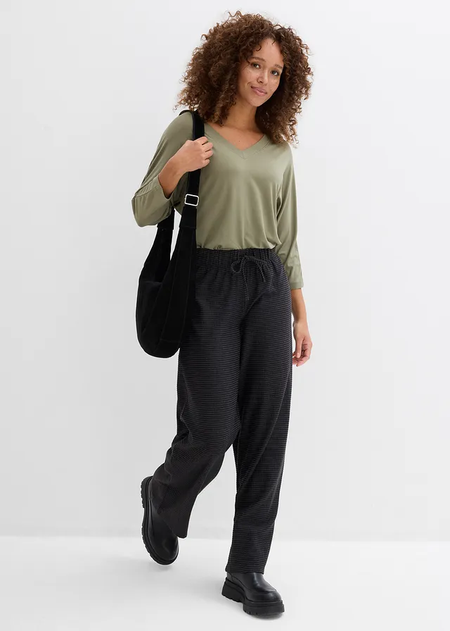 Pantalon en jersey rayé avec cordon de serrage, coton majoritaire • anthracite chiné-noir rayé • product-page.page-title-suffix
