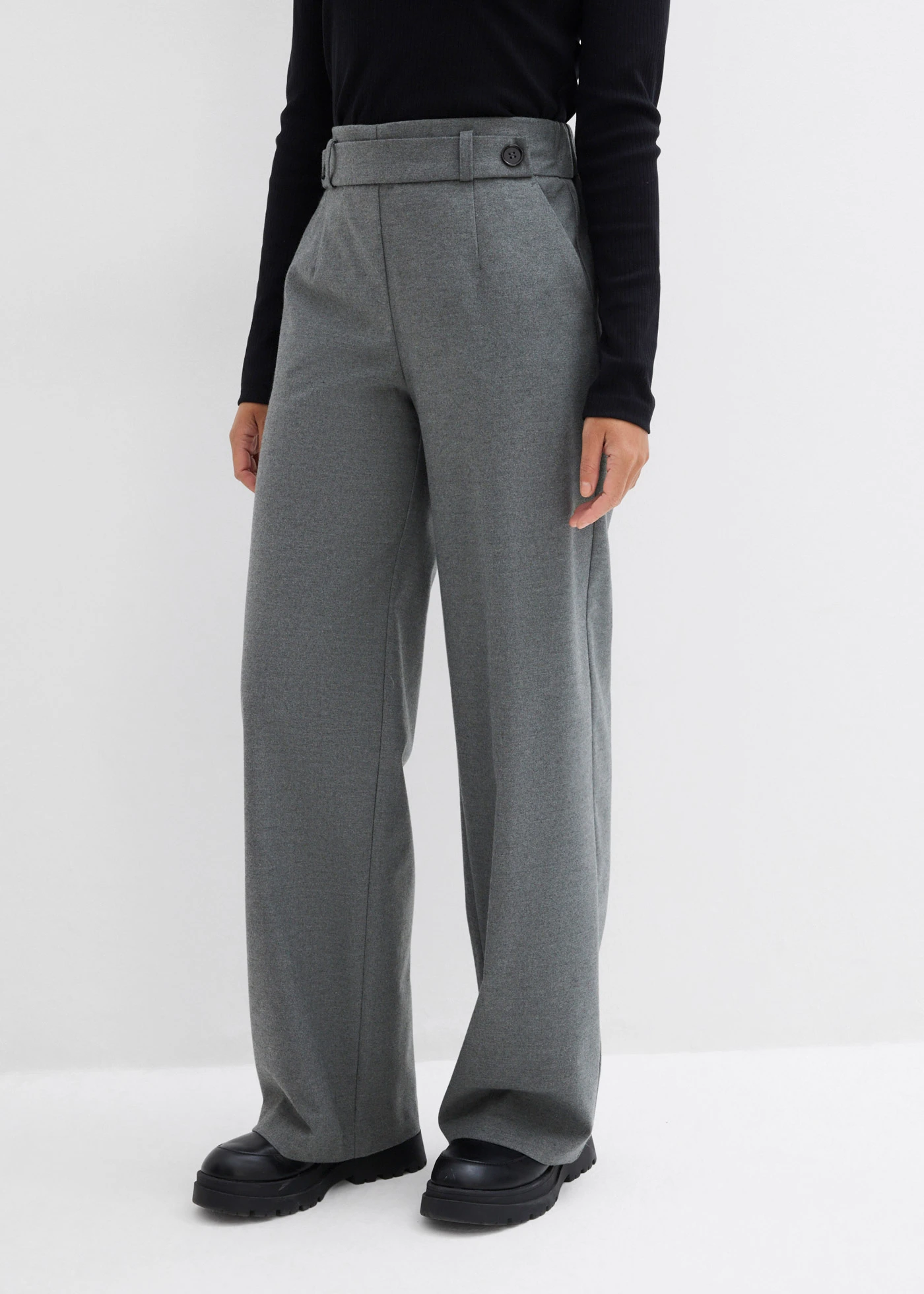 Pantalon en viscose mélangée • gris foncé chiné • Boutique bonprix